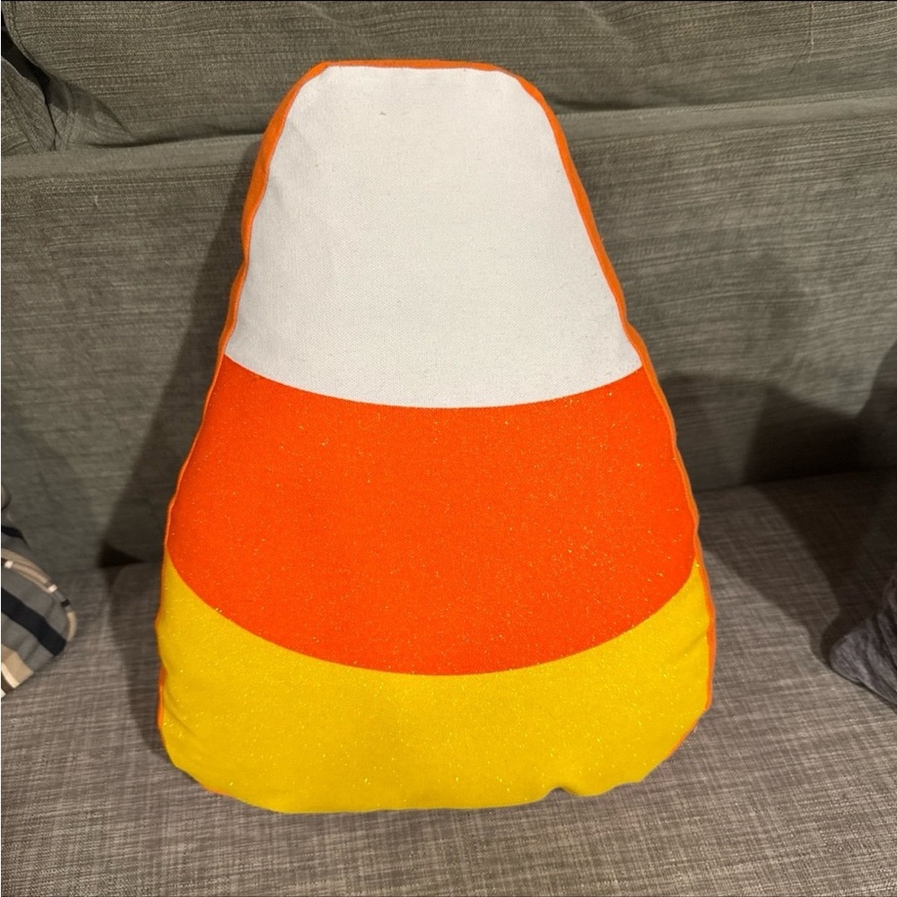✨ Halloween Candy Corn Sparkly Large Throw Pillow